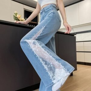 Celeste Pearl Lace Flare Jeans